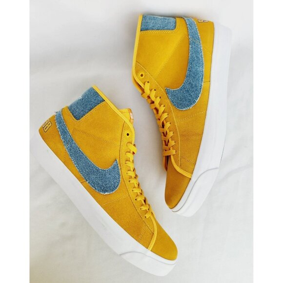 14 MEN\'S NIKE Blazer Mid PRO FD0269-700 YELLOW / WHITE TRAINING
